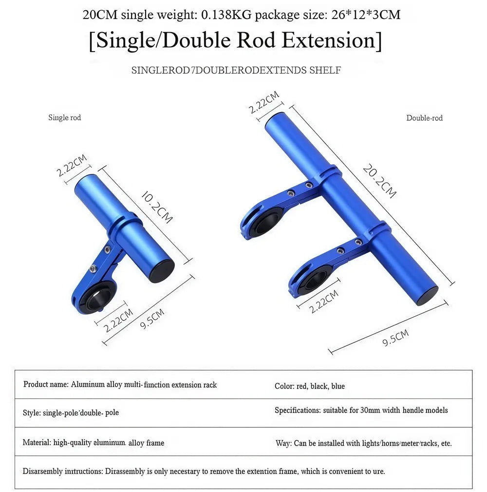10/20/30cm Motorcycle Handlebar Extender Bracket Bike Bicycle Scooter Parts Mobile Phone Holder Support Headlight Mount Stand