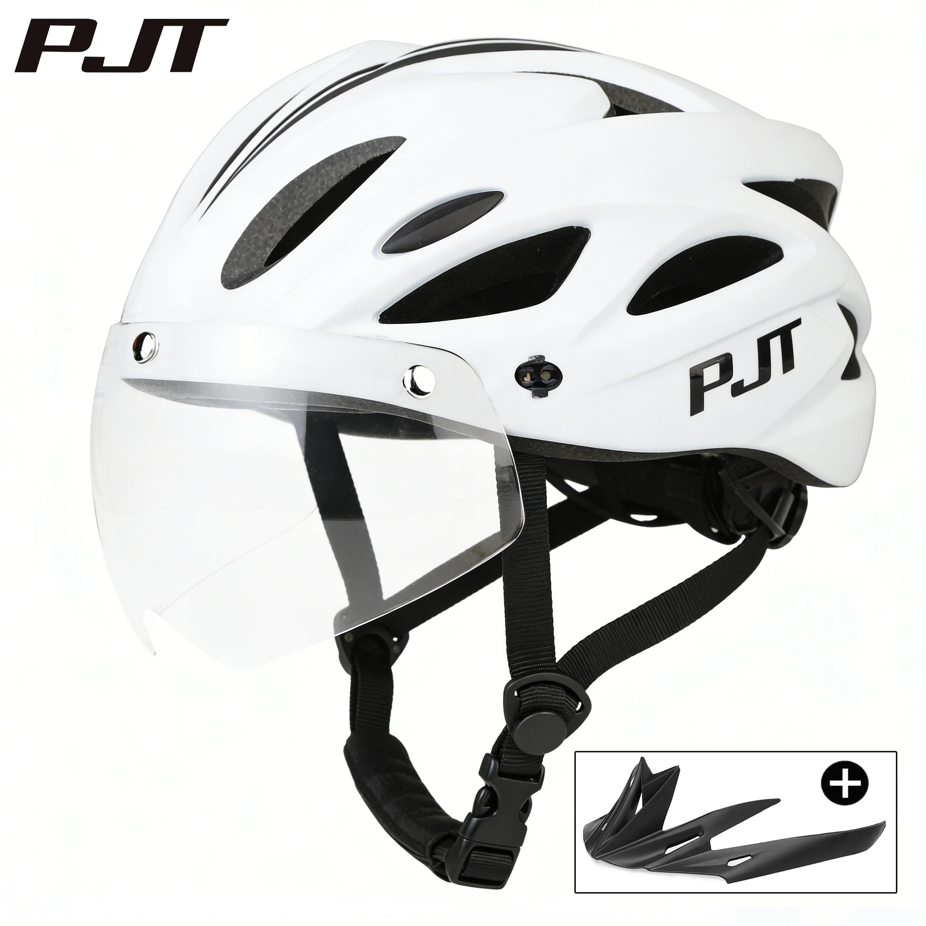 PJT Bicycle Helmet 4 In 1 With Magnetic Attraction Goggle Len /Sun Visor Safety Helmet Adult Bike Helmet Road MTB Cycling Helmet