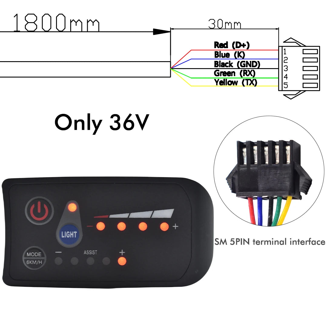 UART2 Electric Bicycle Display LCD LED Display 24V/36V/48V/60V/72V  E Scooter LCD Panel Color Screen for Electric Bike Kit Parts