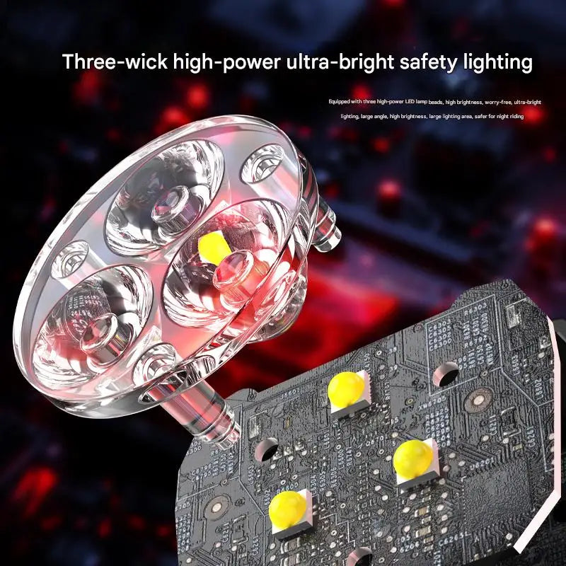 Bicycle Solar Charging Front Light Wide-Angle MTB Road Bike 3 LED Headlight Flashlight Easy to Install Cycling Accessoreis