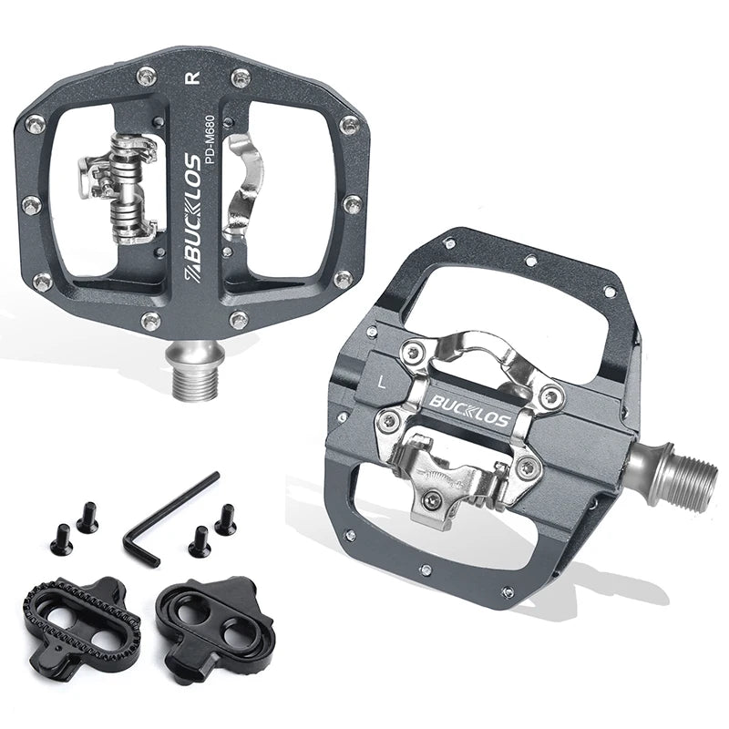 BUCKLOS Mtb Pedals for Bicycle Dual Function Mountain Bike Pedal Platform Clip Flat Pedals for SPD System MTB Bicycle Bike Part