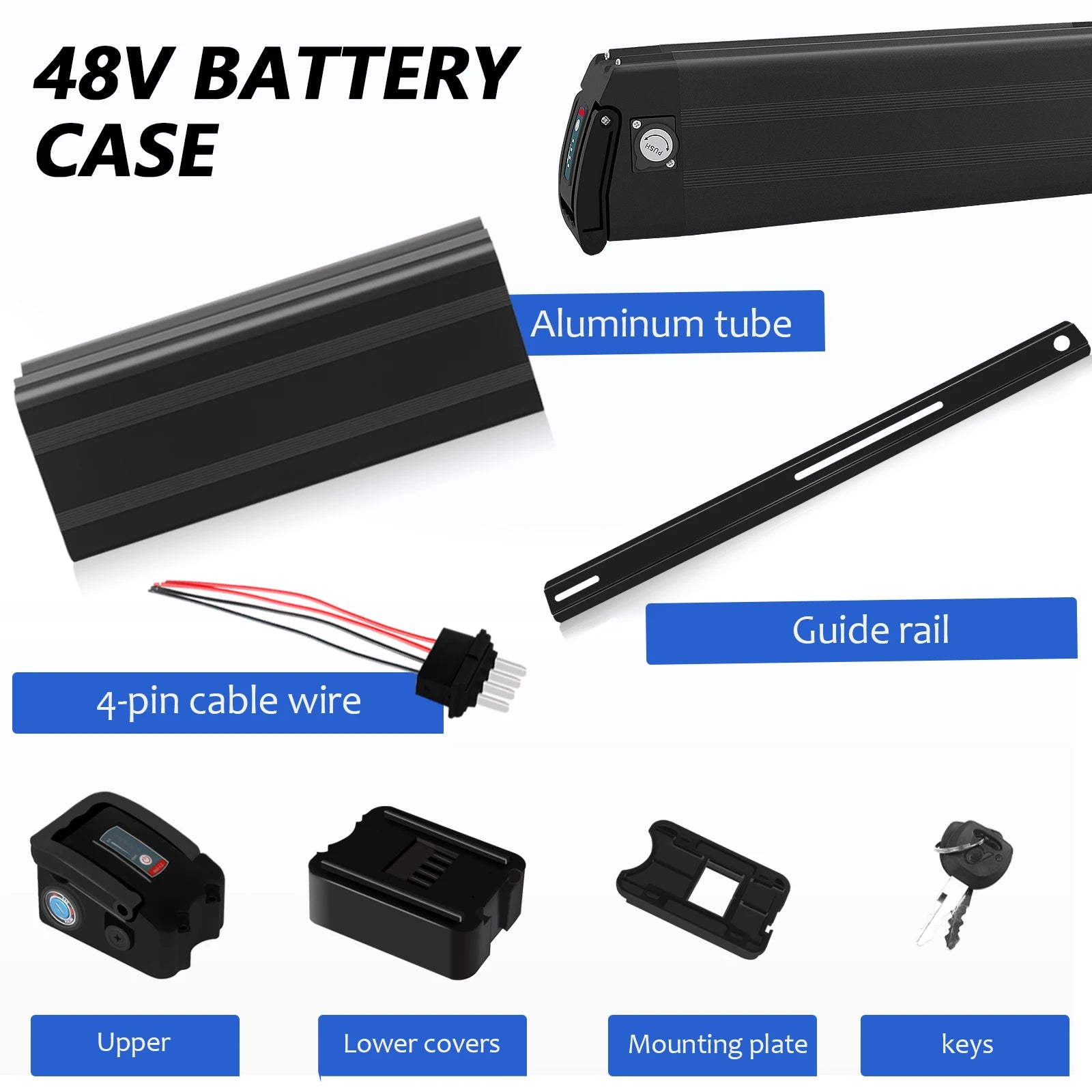 MAX 90 18650 Cells Silver Fish Battery Box for Ebike Large Shell Case for Electric Bicycles Folding Electric Bikes