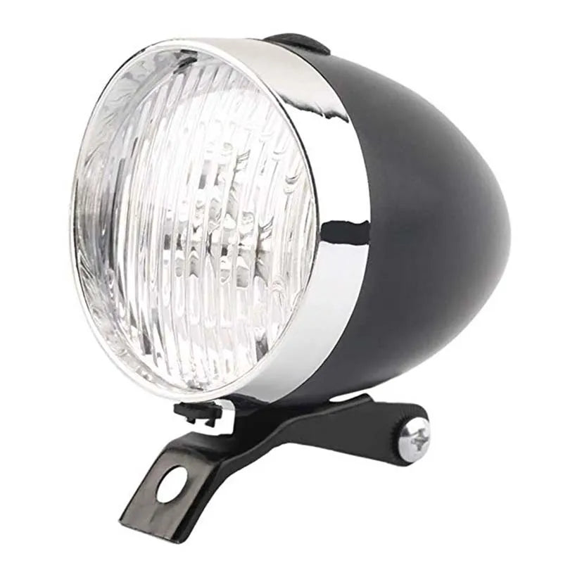 Retro Vintage Bicycle 3LED Front Light Headlight Safety Warning Night Light Bike Decoration Black Silver