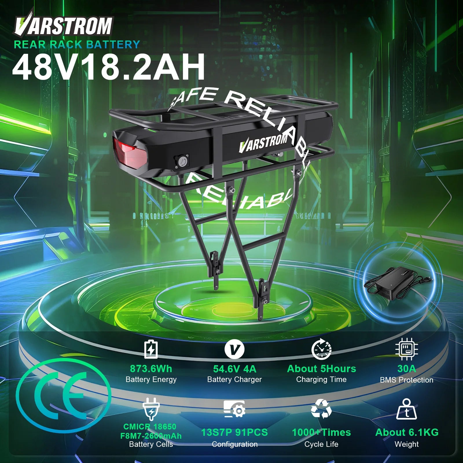 Electric Bike Rack Battery 52V 48V 36V 20.8Ah 18.2Ah Ebike Rear Rack City Shelf Bicycle Lithium Battery Pack for Bafang tsdz2b