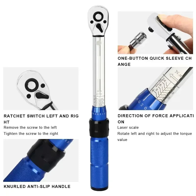15-Piece 1/4" Torque Wrench Set 2-24Nm – Bi-Directional Hex Wrench Bicycle & Moto Repair Tools
