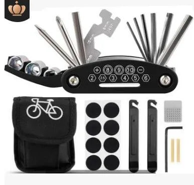 Bicycle Repair Tool Kit, 15-in-1/16-in-1 Multi-Function Puncture Repair Set for Bike Maintenance