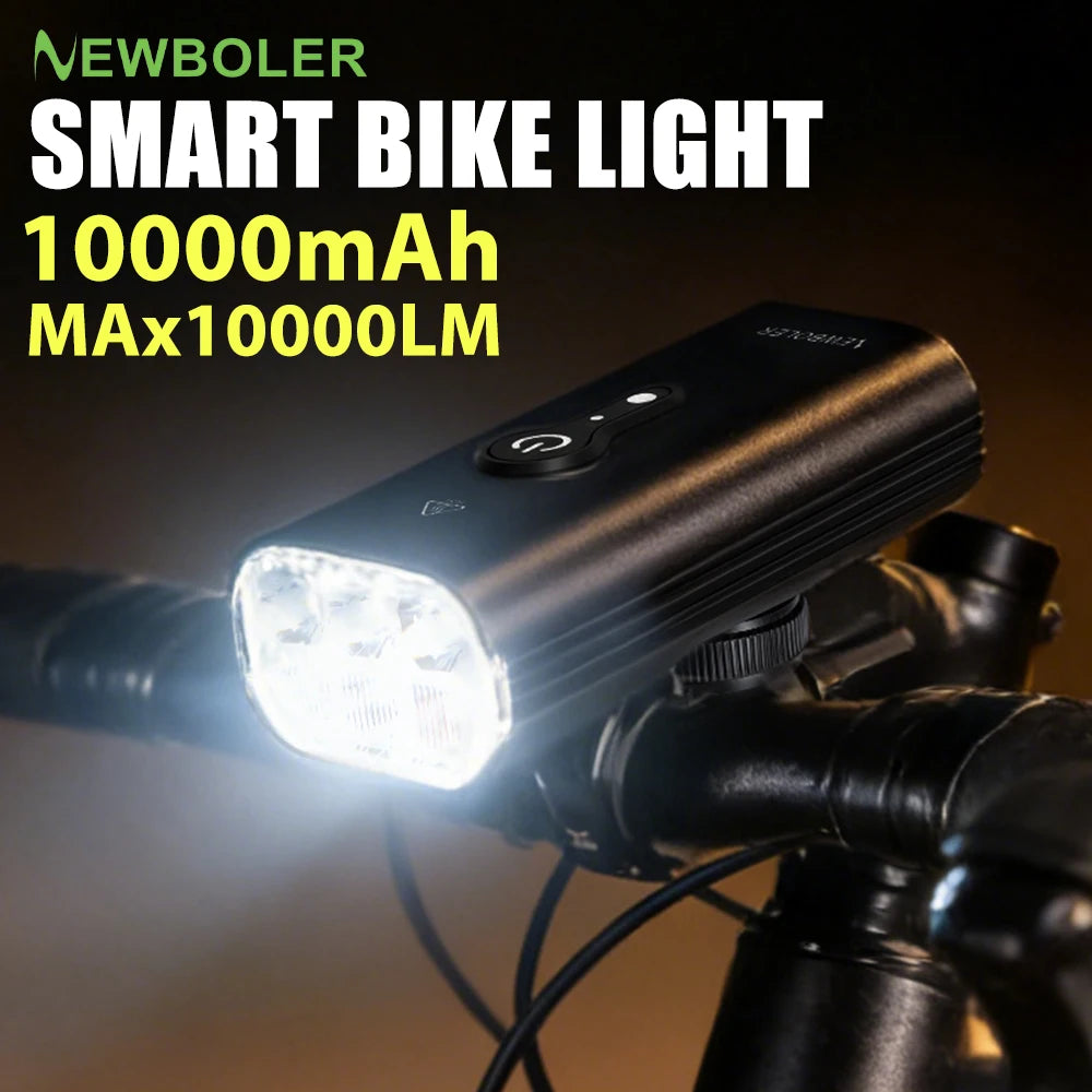 NEWBOLER 10000mAh Smart Bicycle Light Front 10000LM Bike Light Waterproof USB Charging MTB Road Cycling Lamp Bike Accessories