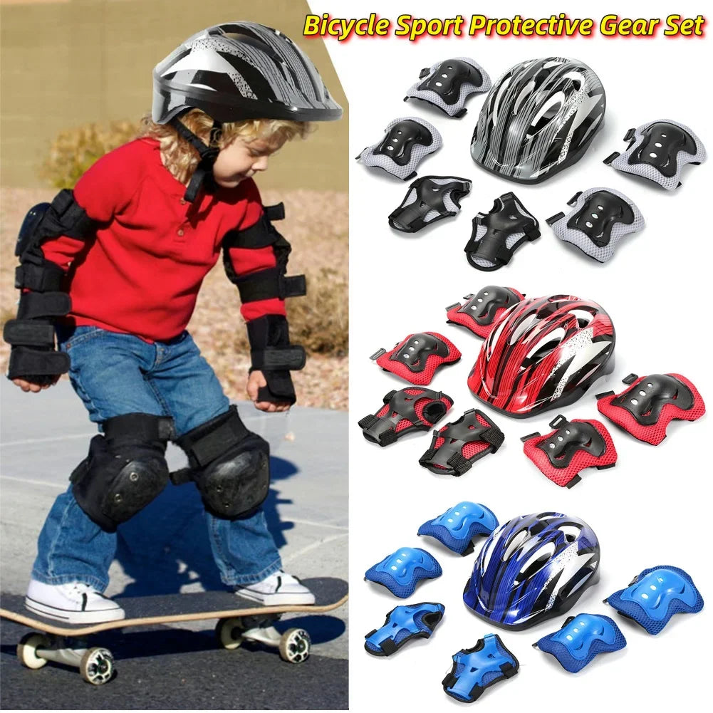 Kids 7-Piece Protective Gear Set — Helmet & Pads for Bike, Skateboard & Skating