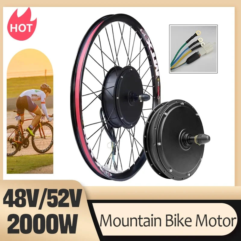 MTX Brand 48V52V 2000W Electric Bike Rear Rotate Wheel Hub Motor E-Bike Part Use for Mountain Bike Brushless Non-gear Hub Motor