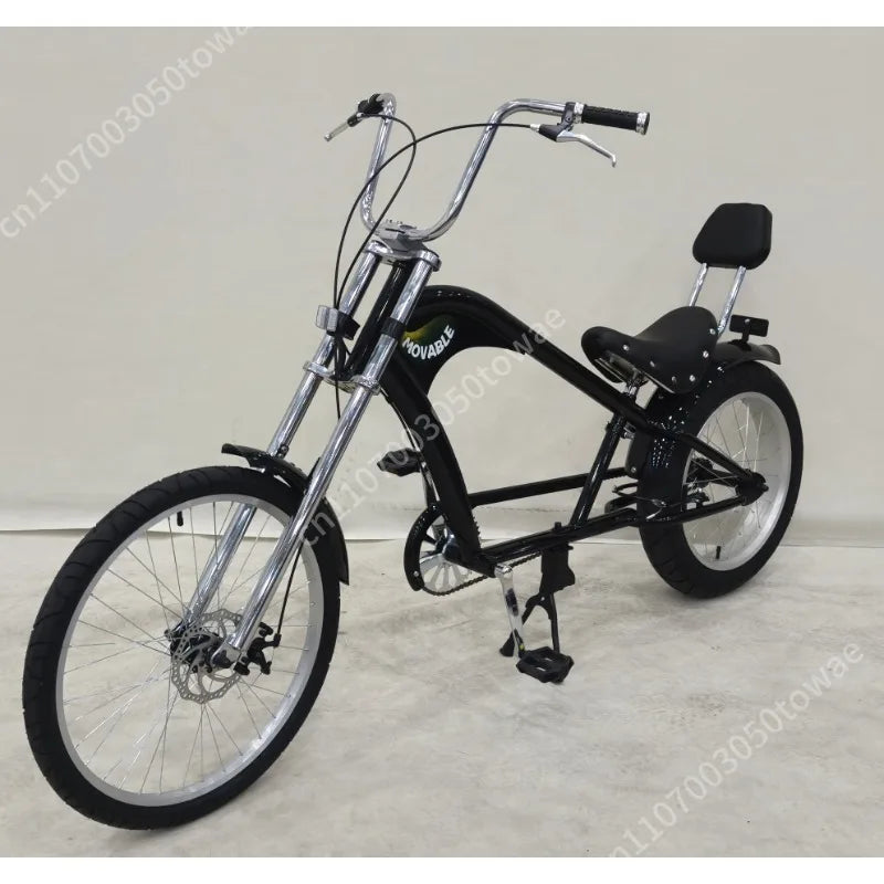 20-24 Inch Chopper Fat Tire Cruiser Bike, Retro Chopper Bicycle with Extended Front Fork, Beach Cruiser Bike for Leisure Riding