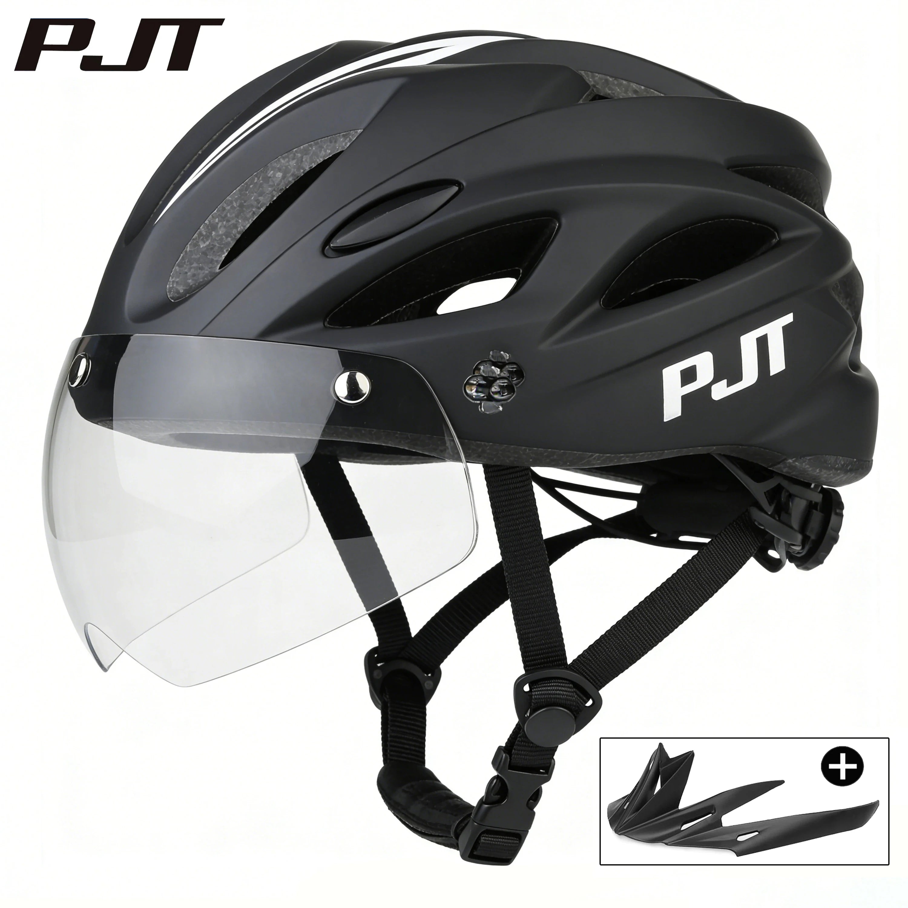 PJT Bicycle Helmet 4 In 1 With Magnetic Attraction Goggle Len /Sun Visor Safety Helmet Adult Bike Helmet Road MTB Cycling Helmet