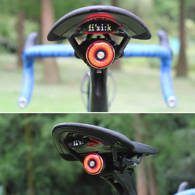 Q5 Bicycle Smart Brake Sensing Tail Light Bike Saddle Rear Light Waterproof Lamp LED USB Charging Cycling Taillight Accessories