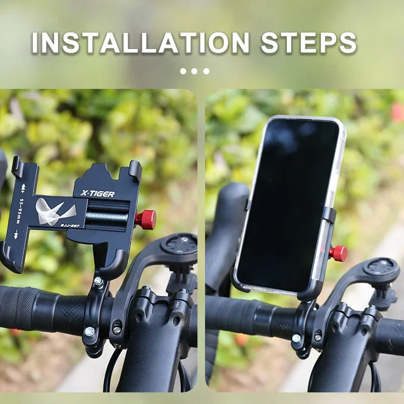 X-TIGER Alloy Bicycle Phone Holder Bike Phone Mount  Anti-slip Bracket Bike Motorcycle Handlebar Clip Stand For All Cell Phone