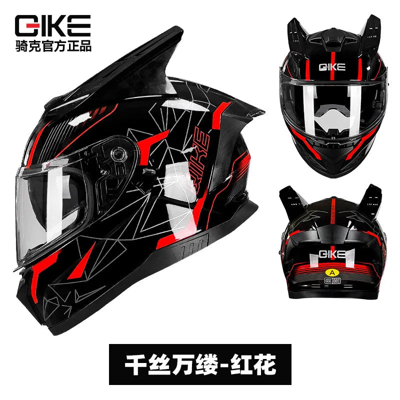 Qike Full-Face Motorcycle & E-Bike Helmet for Men and Women with Built-in Bluetooth, All-Season Use, 3C Certified Safety Helmet