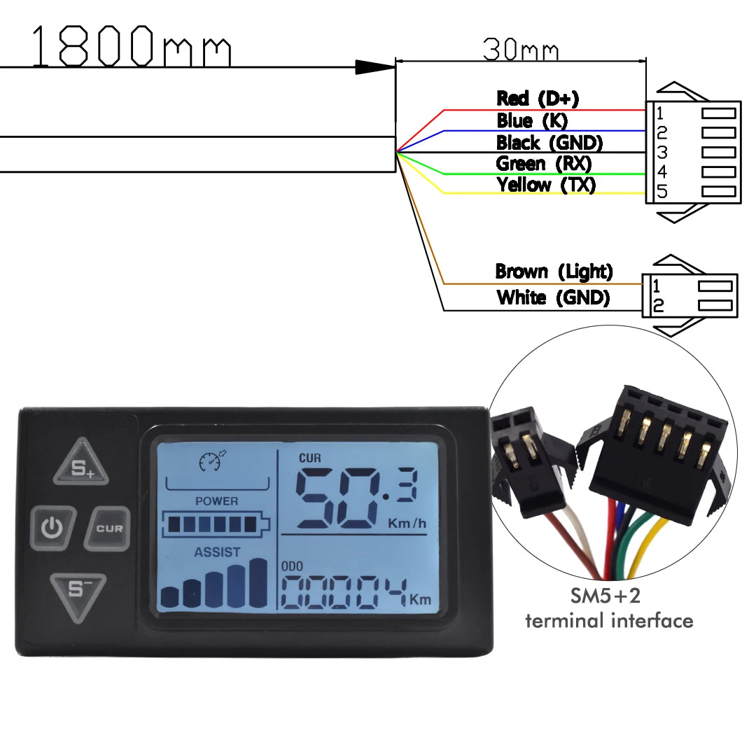 UART2 Electric Bicycle Display LCD LED Display 24V/36V/48V/60V/72V  E Scooter LCD Panel Color Screen for Electric Bike Kit Parts
