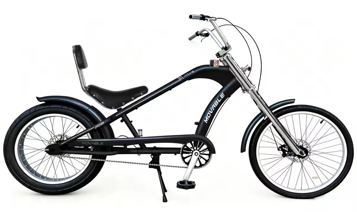 20-24 Inch Chopper Fat Tire Cruiser Bike, Retro Chopper Bicycle with Extended Front Fork, Beach Cruiser Bike for Leisure Riding