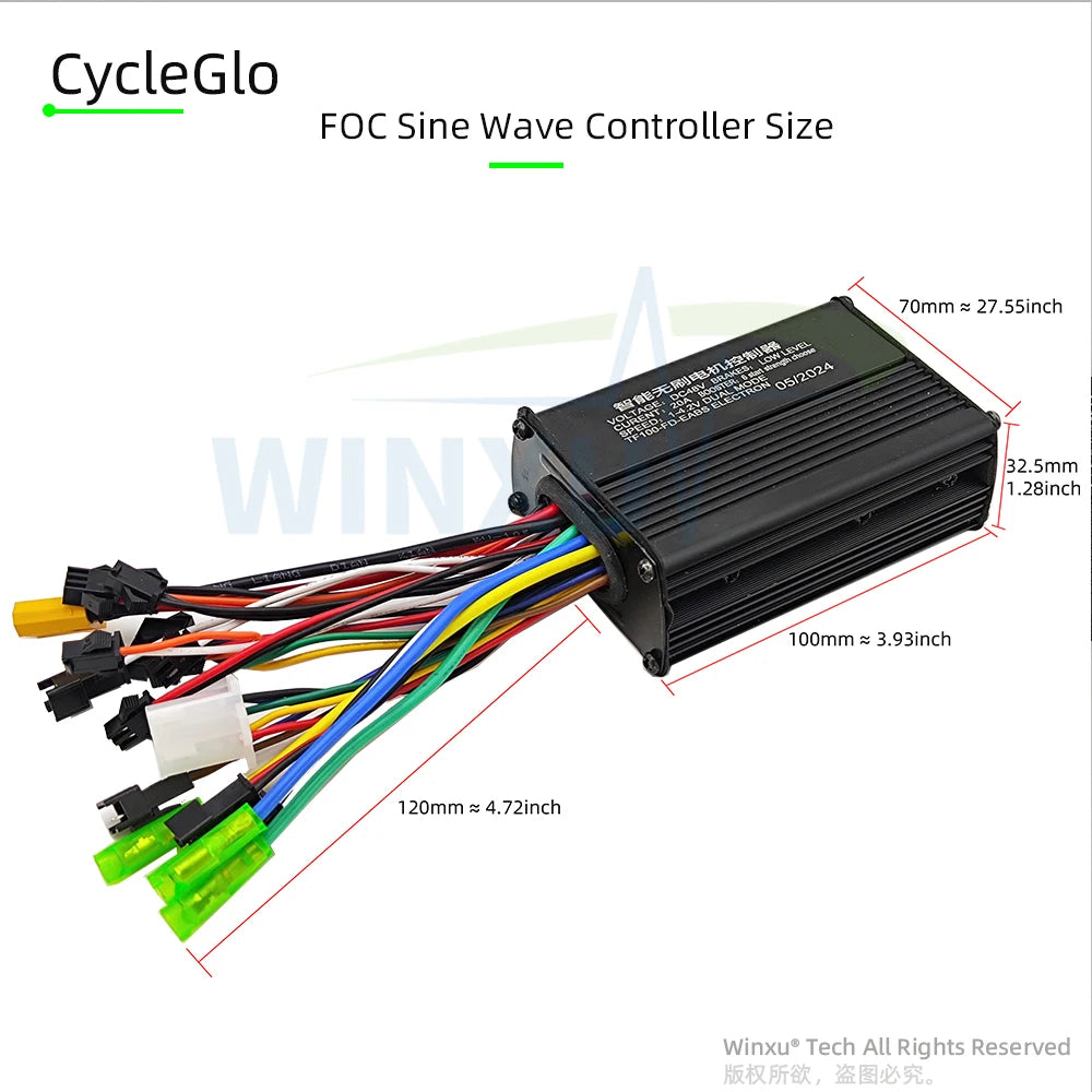 24V 36V 48V 500W FOC Sine Wave E-Bike Controller with S810 LED Panel for High Speed Electric Scooter & Bicycle