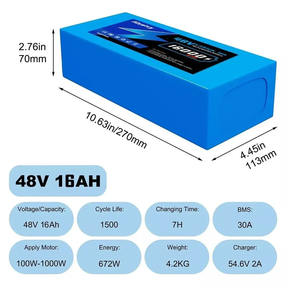 Aleaviy 36V 20Ah Electric Bike Lithium Battery Pack 20000mAh Li Ion Ebike Battery for Bicycle Scooter Motorcycle with Charger