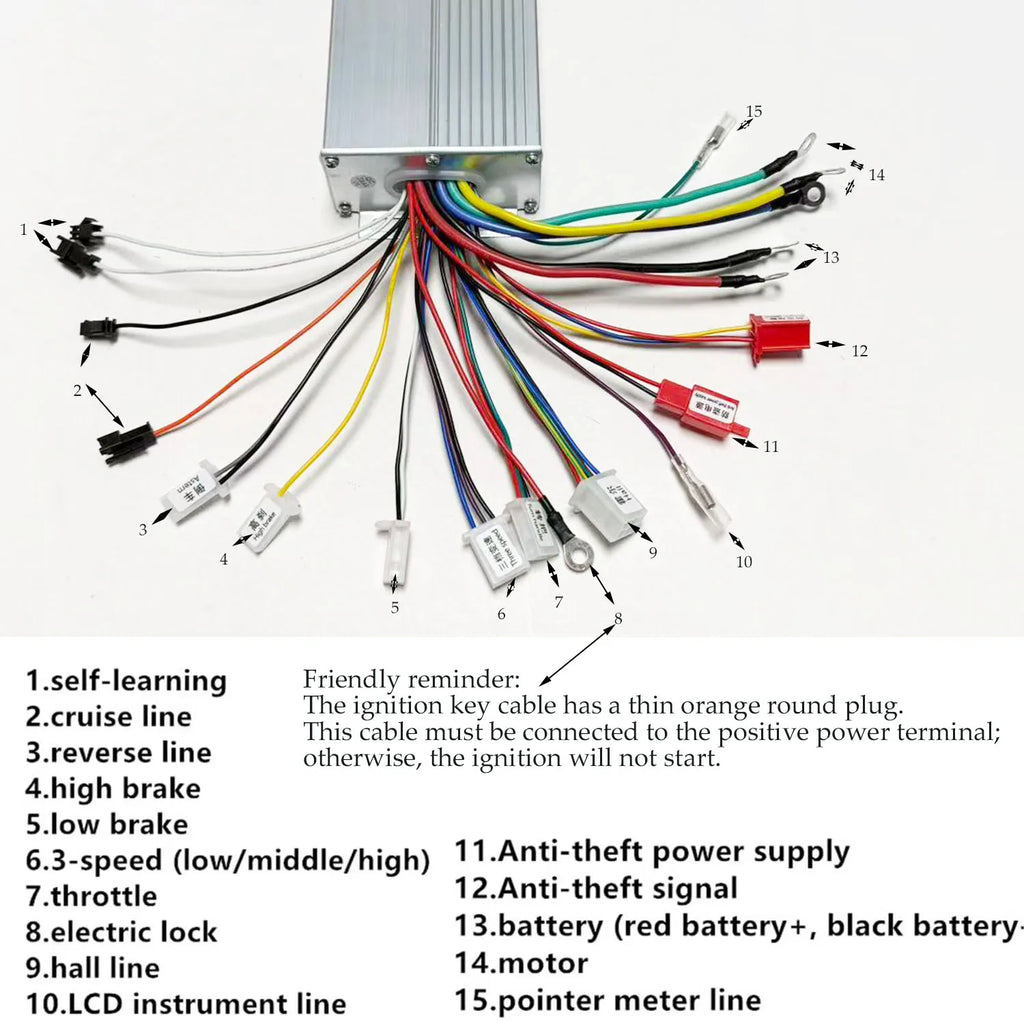 48V 60V 64V 72V 1000W 1500W Electric Controller 12 Tube Dual Mode Brushless Controller Speed Motor for  Scooter Scooter E-Bike