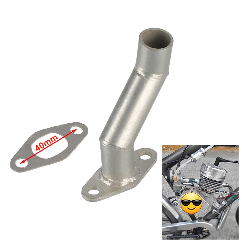 Bike 40mm Offset Long Intake Manifold W/Gasket For 49cc 60cc 66cc 80cc Motorized Bicycle Carburetor Parts