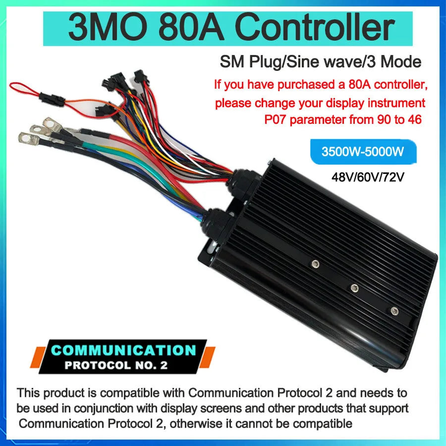 Ebike With Learning Function 17A26A30A35A 40A 45A 60A 80A Sine Wave 36V-72V Controller Three Mode Controller of Electric Bicycle