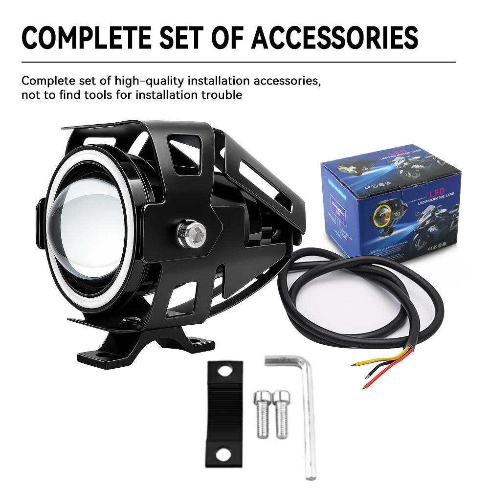 U7 LED Auxiliary Motorcycle Headlight (2PCS) — Universal Fit