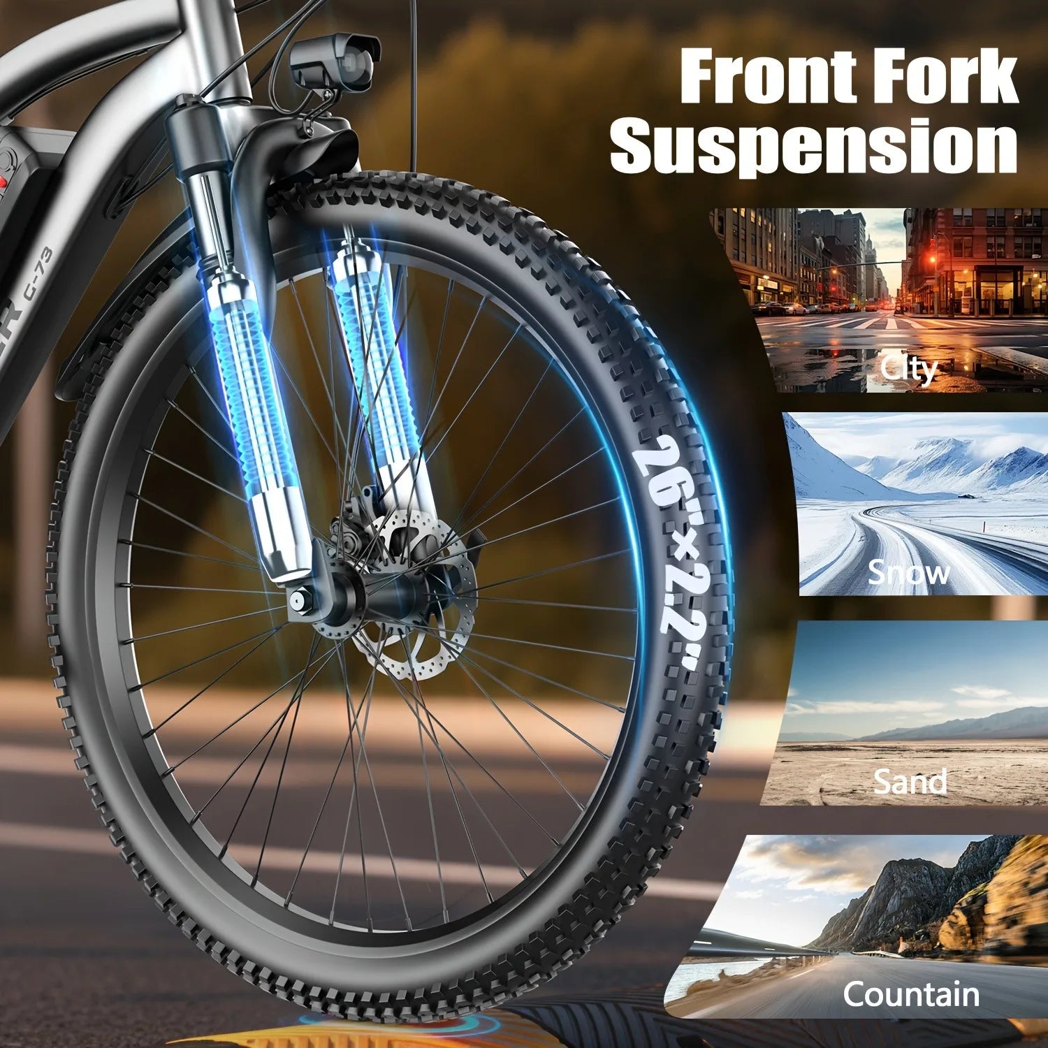 UPlee G73 Adults Electric Bike 740W Motor Electric Bicycle 48V 13AH removable battery e bike 26"Tire Mountain Electric Dirt Bike