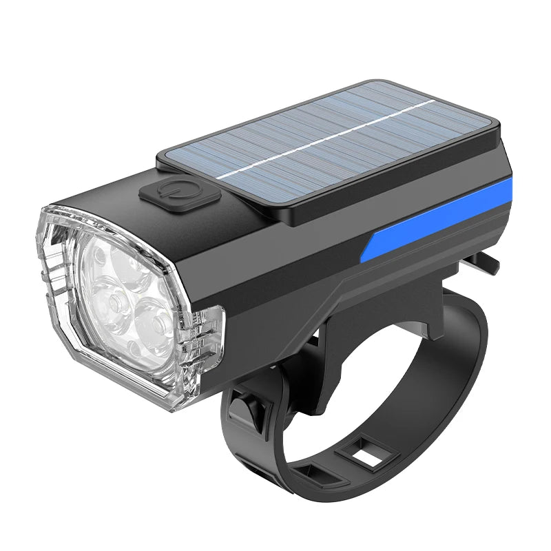 Bicycle Solar Charging Front Light Wide-Angle MTB Road Bike 3 LED Headlight Flashlight Easy to Install Cycling Accessoreis