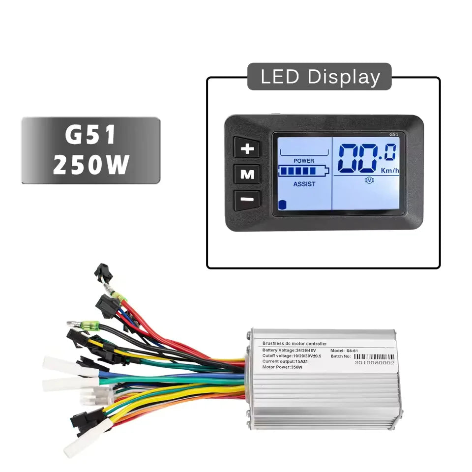 24V 36V 48V 250W-500W Electric Bike Controller with Display – E-Bicycle Conversion Kit Accessory
