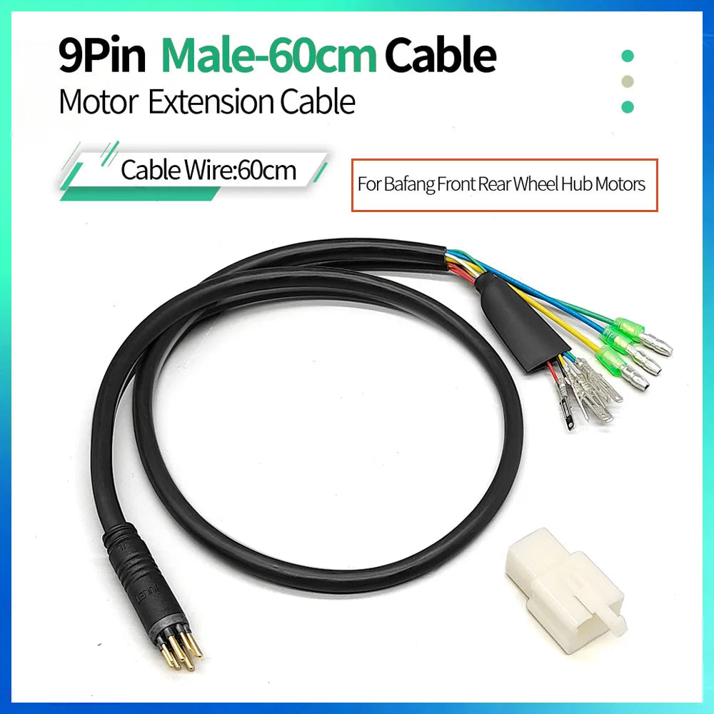 Julet Electric Bicycle Wheel Hub Motor Cable Extension Line 9-Pin Conversion Line Waterproof Connector Ebike Parts Cable