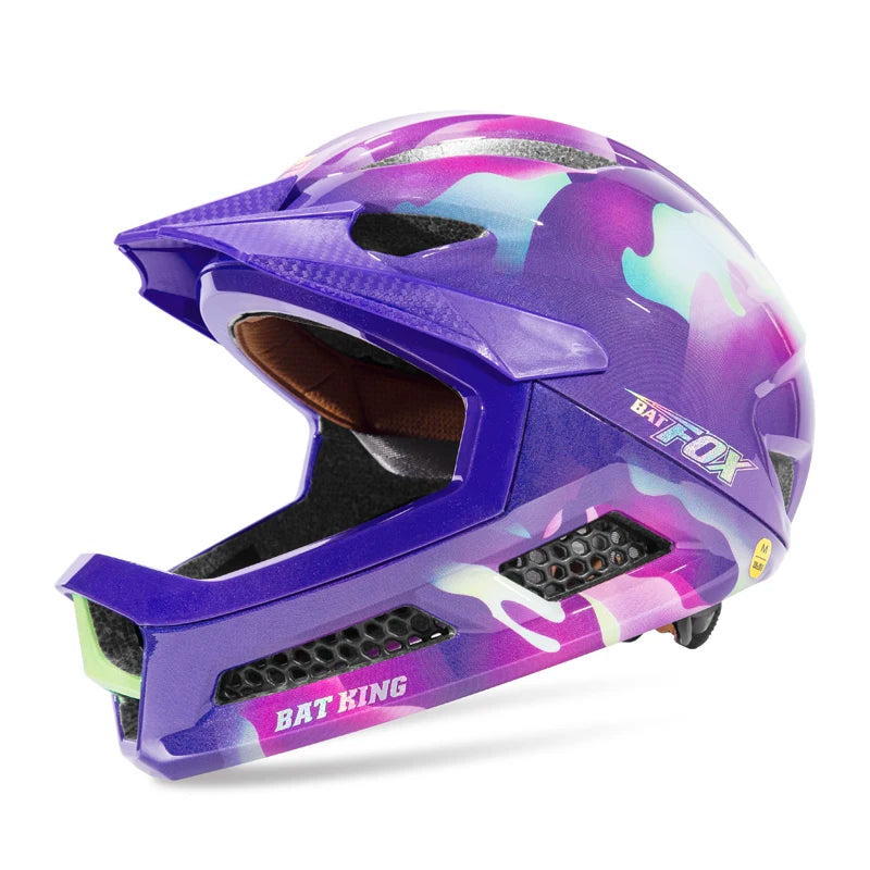BATFOX Kids Full Face Cycling Helmet MTB Bicycles Balance bikes Skate Scooter Children Competition-grade Safety Sports Gear