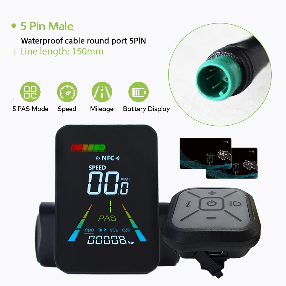 F3【UART2】Turn On The NFC Fatbike Screen E Bike LCD Display Electric Scooter Speedometer Cycling Accessories Bicycle Computer