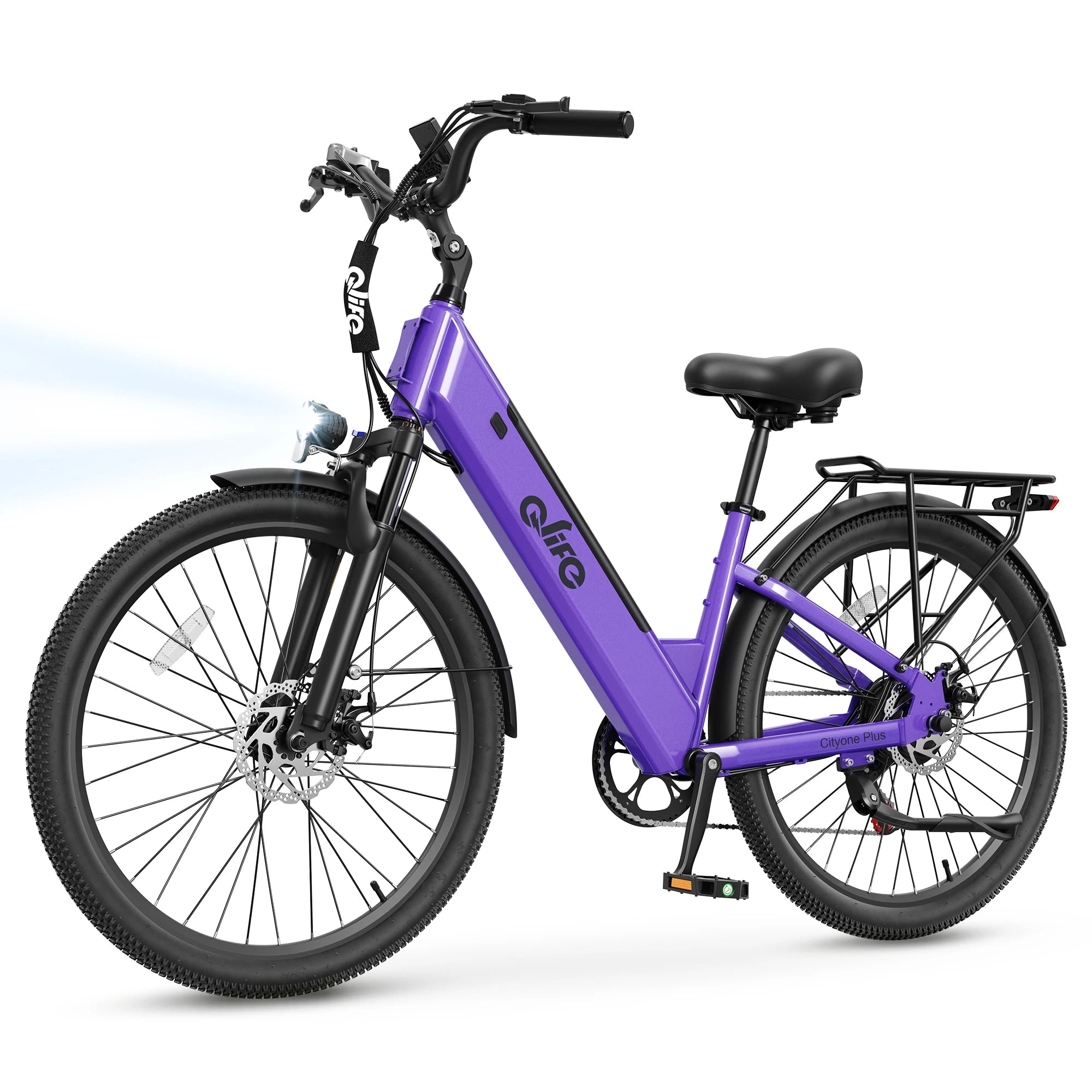 Qlife Cityone Plus St Electric Bike for Adult, Peak 1500W Motor 48V 15Ah Battery, 28MPH 80 Miles, 26“ Step-Thru Electric Bicycle, 7-Speed Commute E-Bike