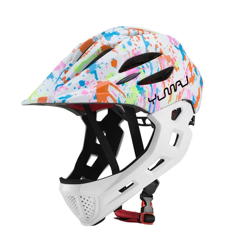 NEW LED Kids Full Face MTB Bike Helmet Balance Bike Sports Safety Kids Full Covered Helmets Downhill Scooter BMX Child 48-52CM