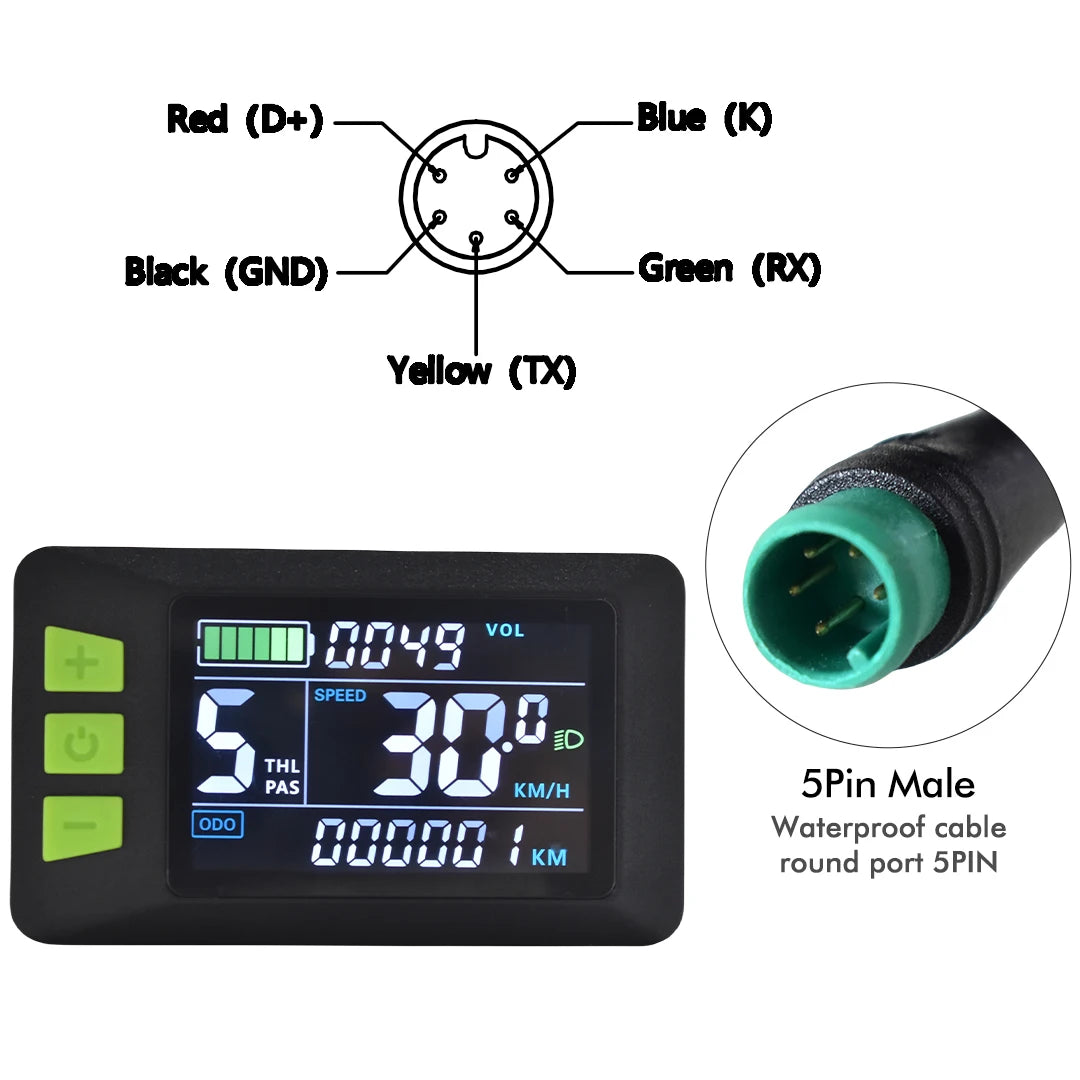 UART2 Electric Bicycle Display LCD LED Display 24V/36V/48V/60V/72V  E Scooter LCD Panel Color Screen for Electric Bike Kit Parts