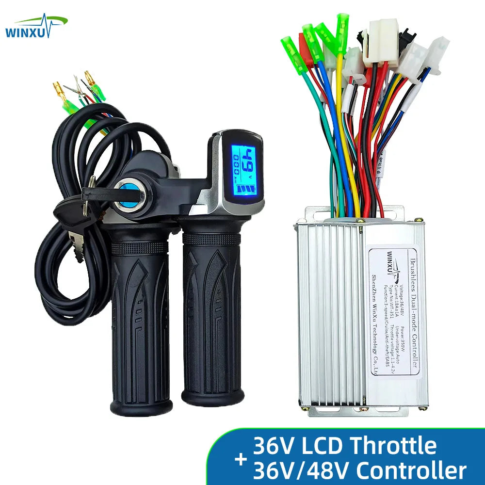 36V 48V 350W 18A E-Scooter Brushless Motor Controller with LCD Display & Throttle for Electric Bicycle