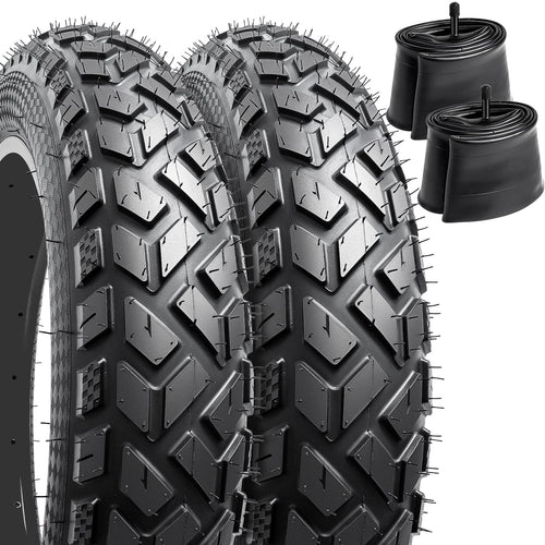 2-PCS 26" Heavy Duty Fat E-Bike Tires 26 x 4.0/102-559 and 2-PCS 26"x4.0" Bike Tubes Scharder Valve Compatible with 26x4.0 26x4 E-Bike All-Terrain Directional Tread Bicycle Tires and Tubes