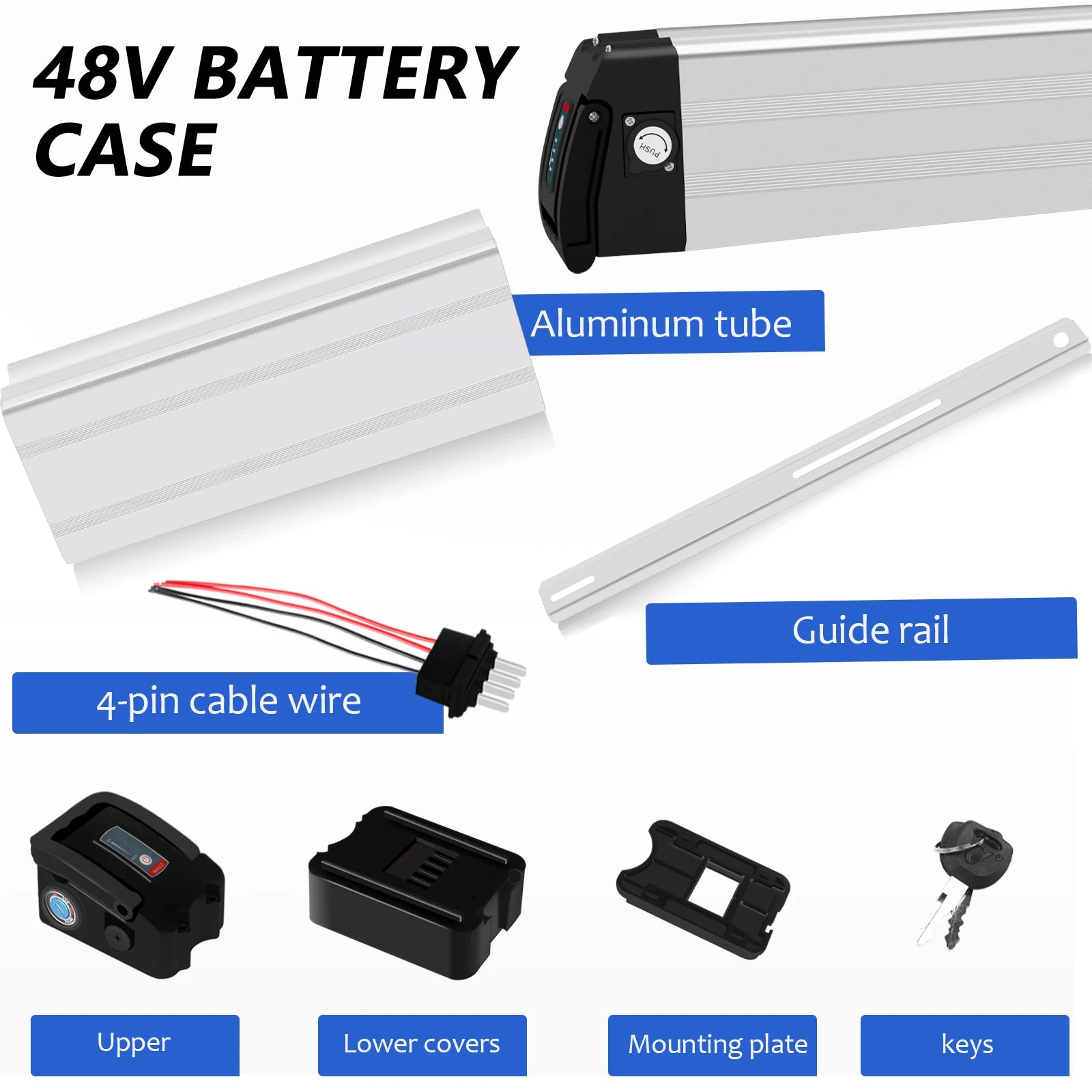 MAX 90 18650 Cells Silver Fish Battery Box for Ebike Large Shell Case for Electric Bicycles Folding Electric Bikes