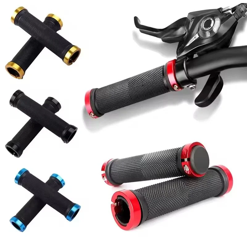 Bicycle Grips BMX Bike Handbar Grips Rubber Bilateral Lock Mountain MTB Bikes Handlebar Grips Non-slip Cycling Bike Accessories