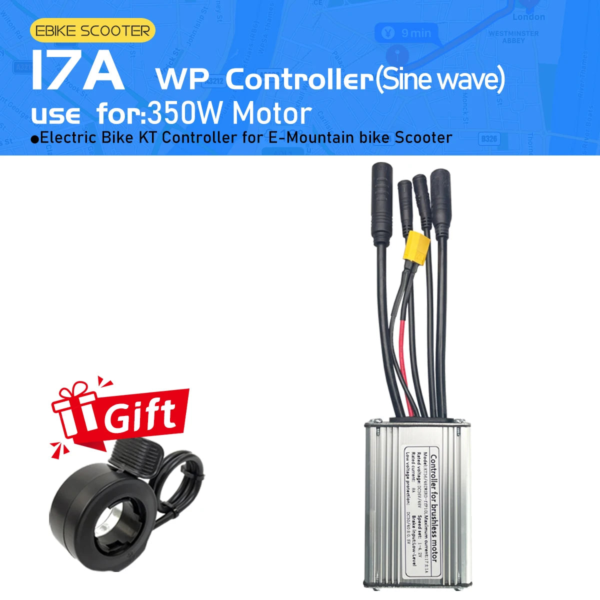 Electric Bike KT Controller 36V 48V14A26A30A35A Waterproof Brushless Motor 250W- 1500W 1T5 3pin E-brake for E-bike Scooter Parts