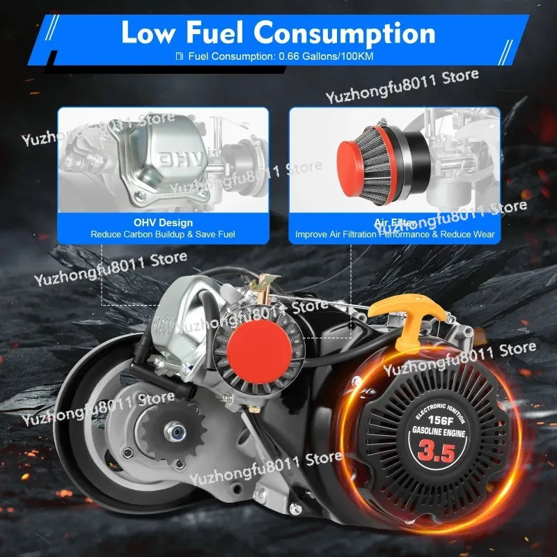 100CC Motorized Bicycle Kit Bike Engine Set Single Cylinder 4-Stroke Air-cooling System Gas Petrol Motorized Engine 3HP 2KW