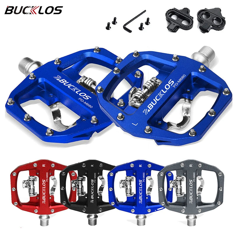 BUCKLOS Mtb Pedals for Bicycle Dual Function Mountain Bike Pedal Platform Clip Flat Pedals for SPD System MTB Bicycle Bike Part