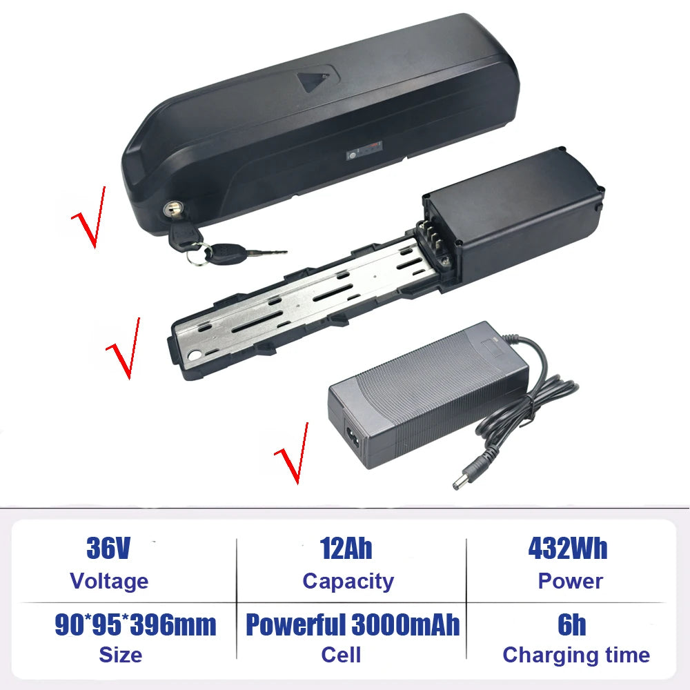 JT-EBB10-01 Lithium ion Battery 36V 10.4Ah 7.8Ah E-Bike Battery for Samebike SY26 Varun Altus 24'' TotGuard 26'' Electric Bike