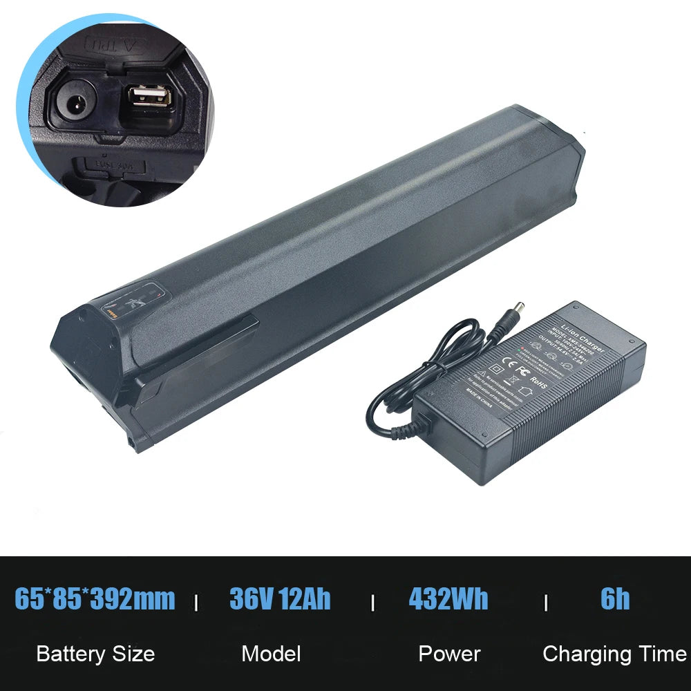 Saber Plus Ebike Battery 36V 10.4Ah 11.6Ah 13Ah 14Ah 15.6Ah 48V 17Ah Electric Bike Integrated Battery Pack