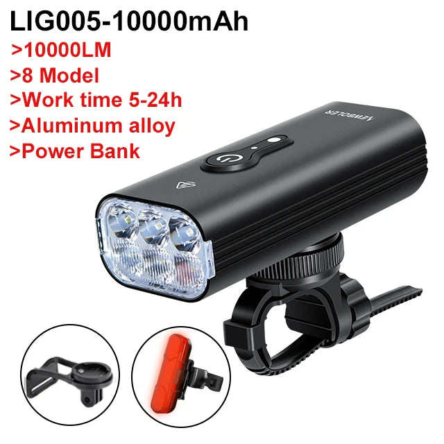 NEWBOLER 10000mAh Smart Bicycle Light Front 10000LM Bike Light Waterproof USB Charging MTB Road Cycling Lamp Bike Accessories