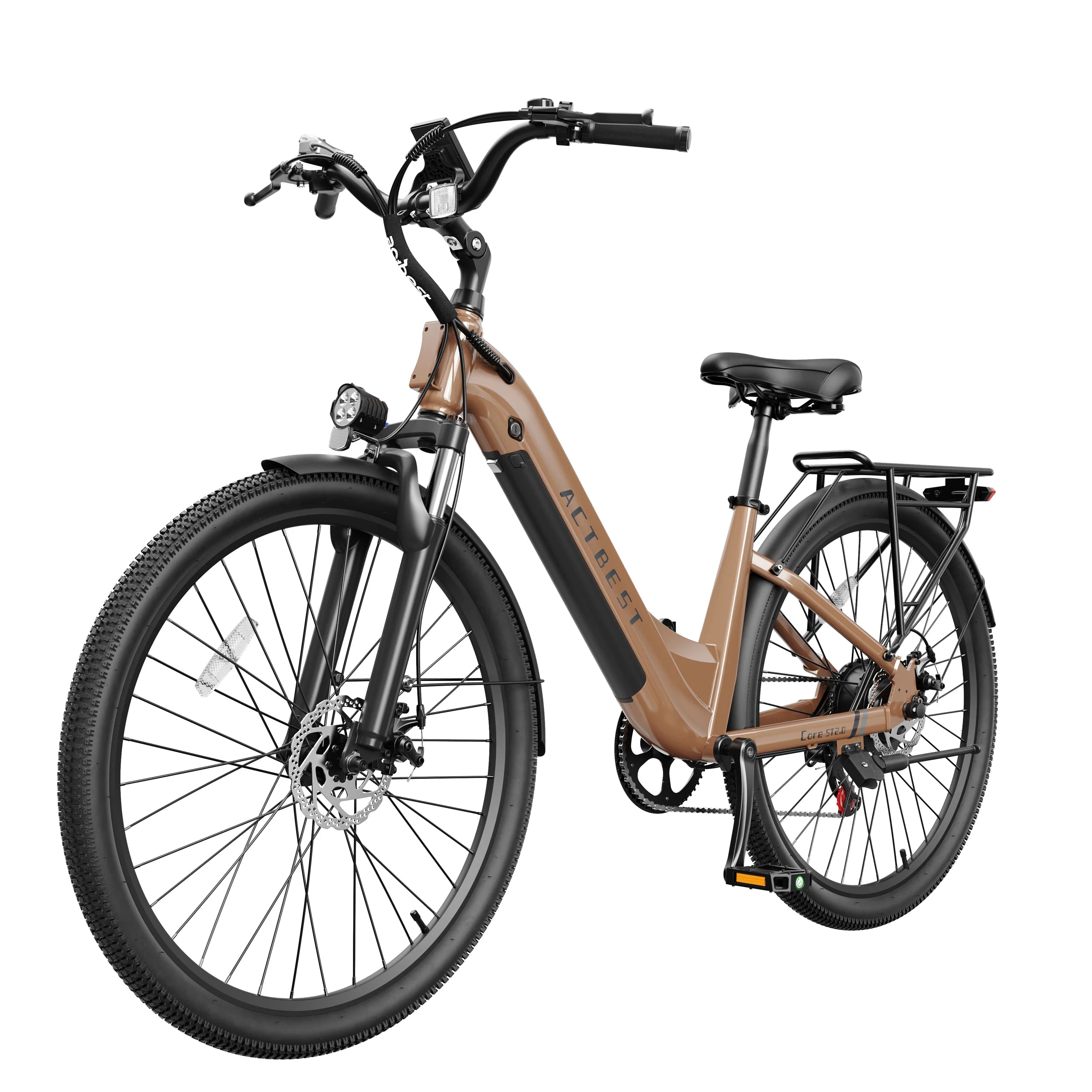 ActBest Core 2.0 ST  26" Electric Bike for Adults, 1200W Peak Motor 48V 10.4Ah Battery, 28MPH 55 Miles, 7-Speed Electric Bicycle with Front Suspension, with Free Bike Lock