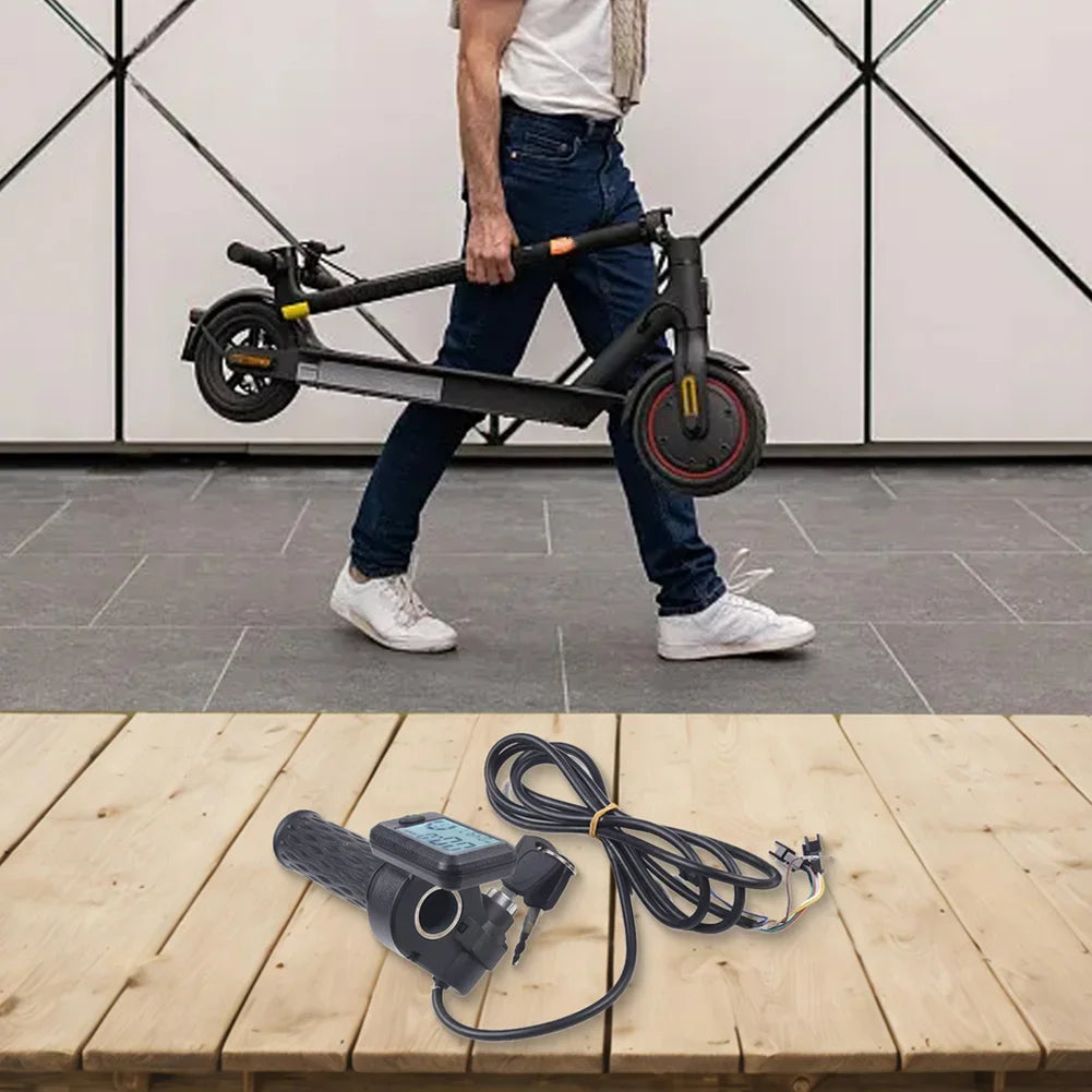 Electric Bicycle LCD Speed Display Throttle Accelerator Handle With Power Display E-Bike E-scooter Throttle Grips 6/8 WIRE Parts