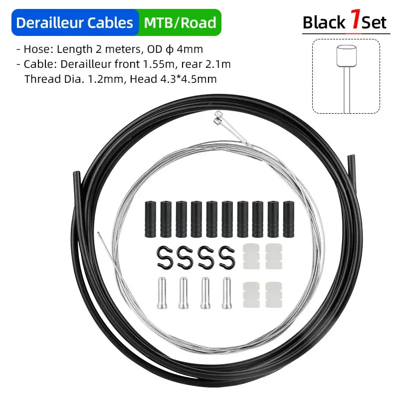 Brake Derailleur Cables Kit Carbon Steel Wire MTB Road Bike Front Rear Inner Line Shifter Cable Wire Buckle Disc System Parts