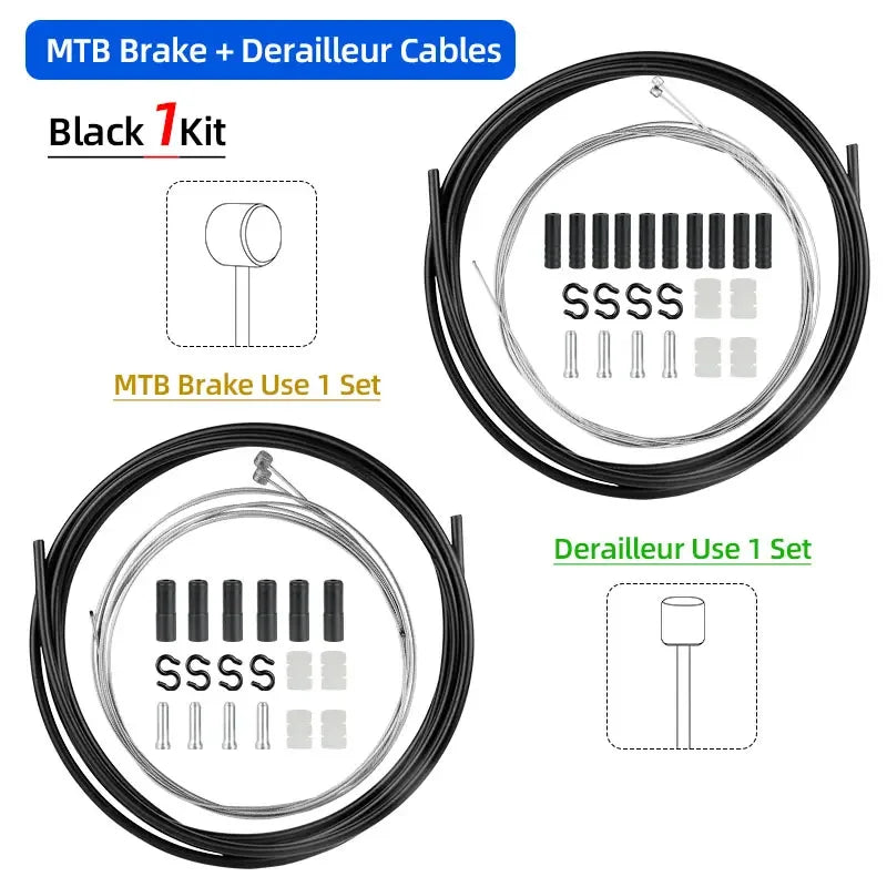 Brake Derailleur Cables Kit Carbon Steel Wire MTB Road Bike Front Rear Inner Line Shifter Cable Wire Buckle Disc System Parts