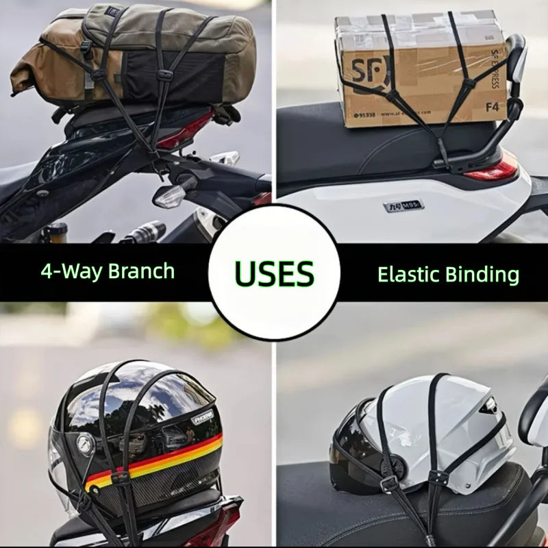 Motorcycle Helmet & Luggage Fixing Strap – High-Elasticity Adjustable Elastic Cord (60cm/90cm) for E-Bike & Bike